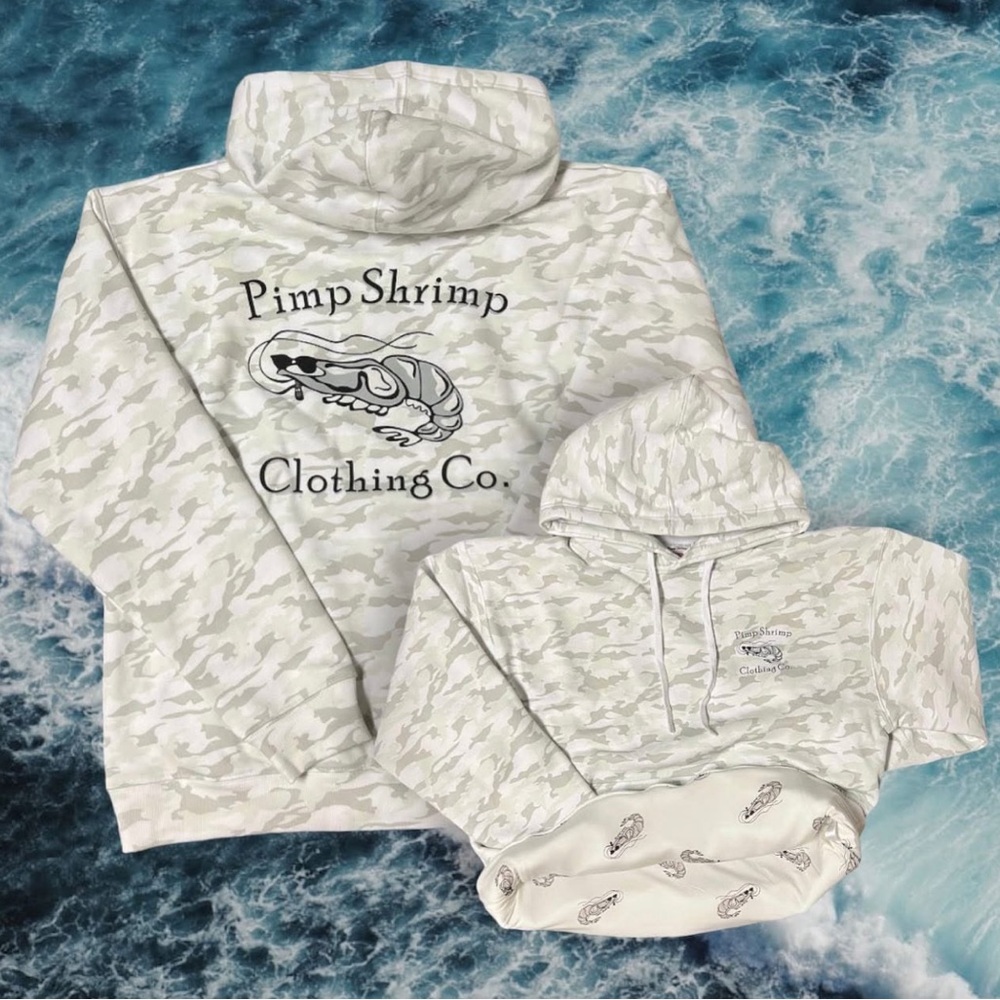 PIMP SHRIMP CLOTHING CO. White Camo Mid-Weight Hoodie